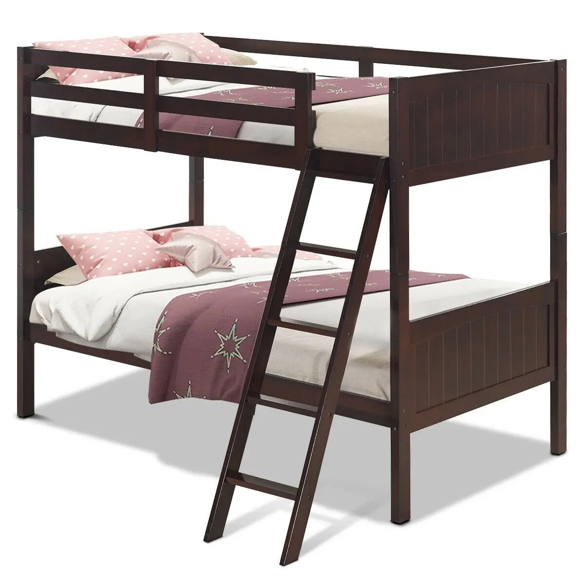 Modern Bedroom Wooden Bunk Beds Convertible 2 Individual Beds