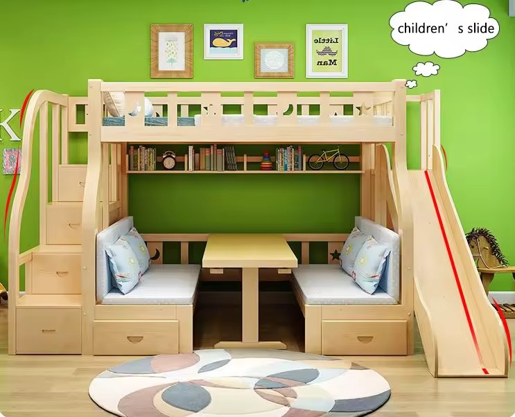 Factory Direct Wooden Furniture Double Bed Solid Wood Bunk Bed With Stairs/ladders For Adult/children