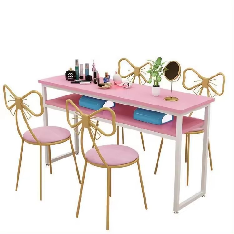 Modern Wooden Steel Manicure Table And Chairs Set Salon Nail Manicure Tables