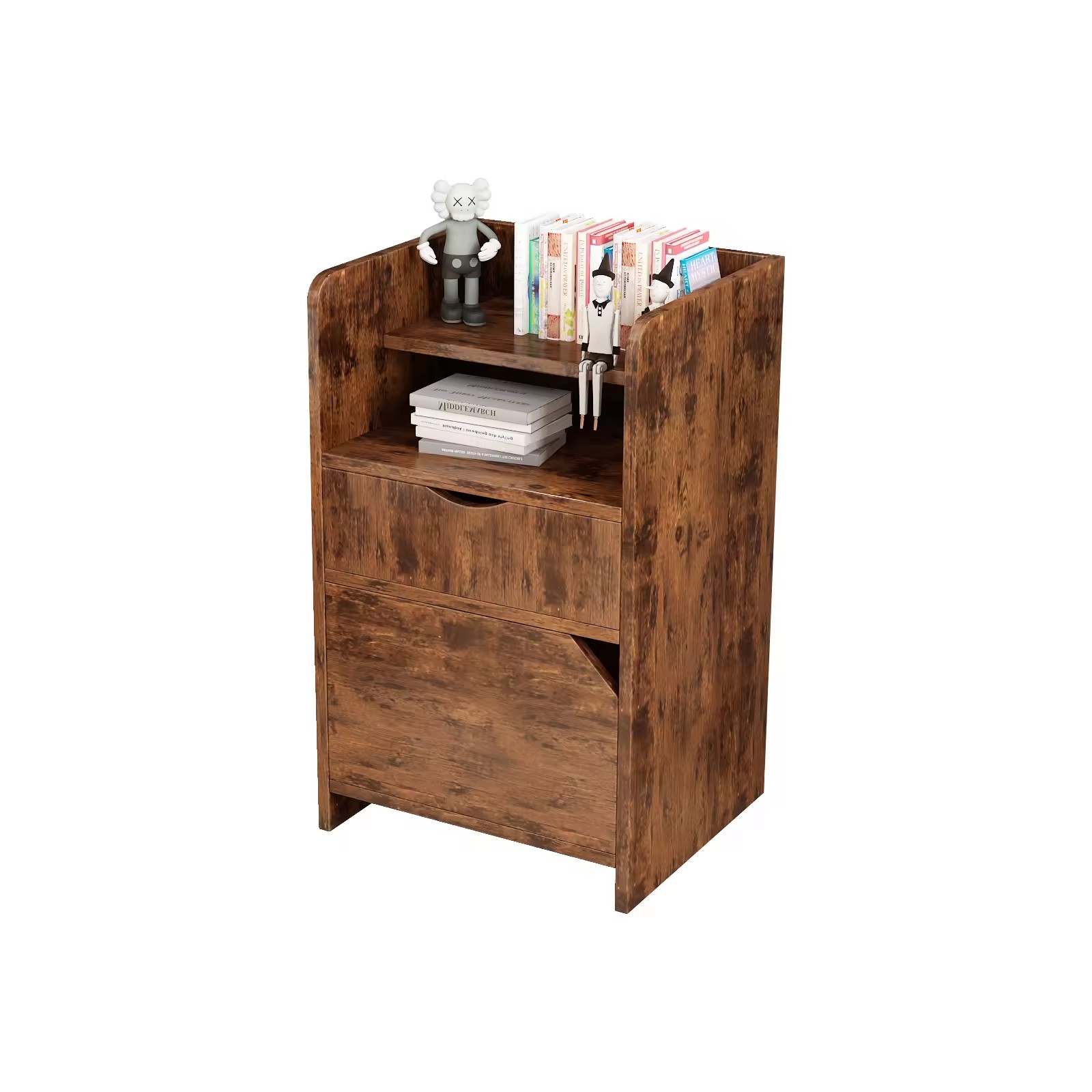 Modern Nightstand Antique Wooden Bedside Table Filing Storage Cabinet