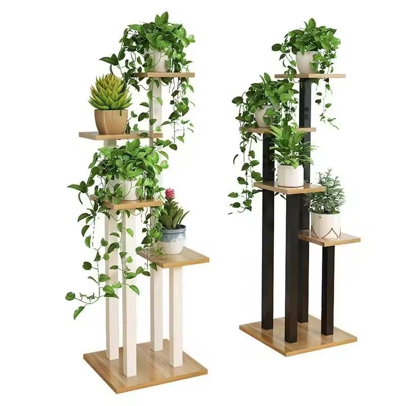 Home Decor Living Room Plant Stand Modern Wooden Multi Layer Flower Rack Shelf