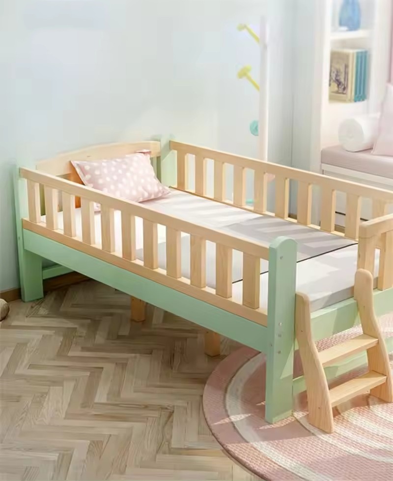 Children’s Bed With Guardrail Colorful Crib Modern Design Widened Design To Protect Children’s Safety Baby Cot