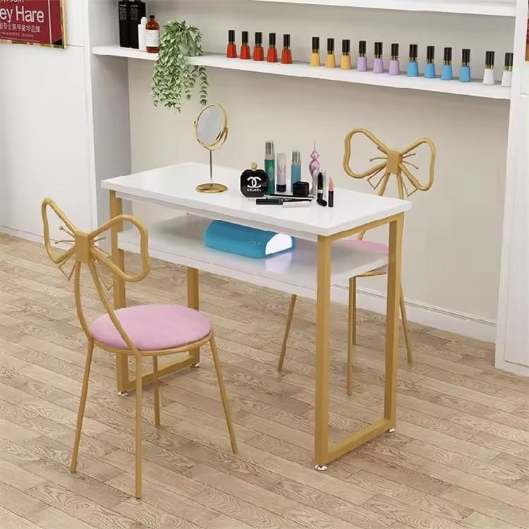 Modern Wooden Steel Manicure Table And Chairs Set Salon Nail Manicure Tables