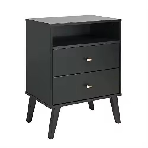 Classic Oak Nightstand 2 Drawers Bedside Table Storage Solution Timeless Design For Bedroom Elegance