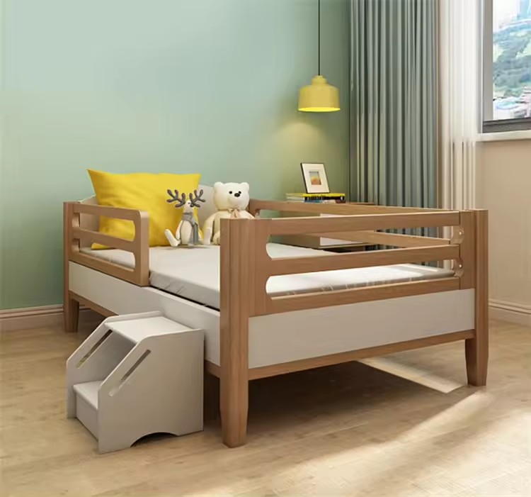 Children’s Solid Wood Bed With Guardrail Simple,Innovatively Designed Kid’s Bed