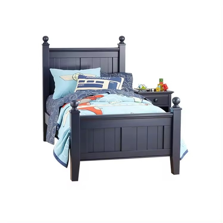 American Solid Wood Children’s Bed Boy Single Bed Wood High Box Storage Bed