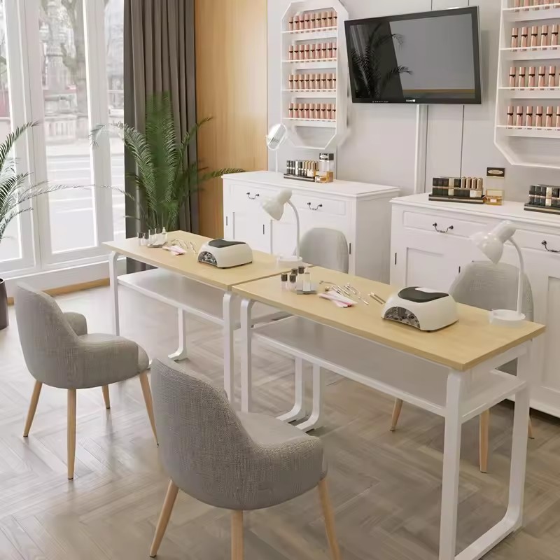 Hot Sale Wood Frame Manicure Table And Chairs Set Modern Minimalist Style Wooden Nail Manicure Tables