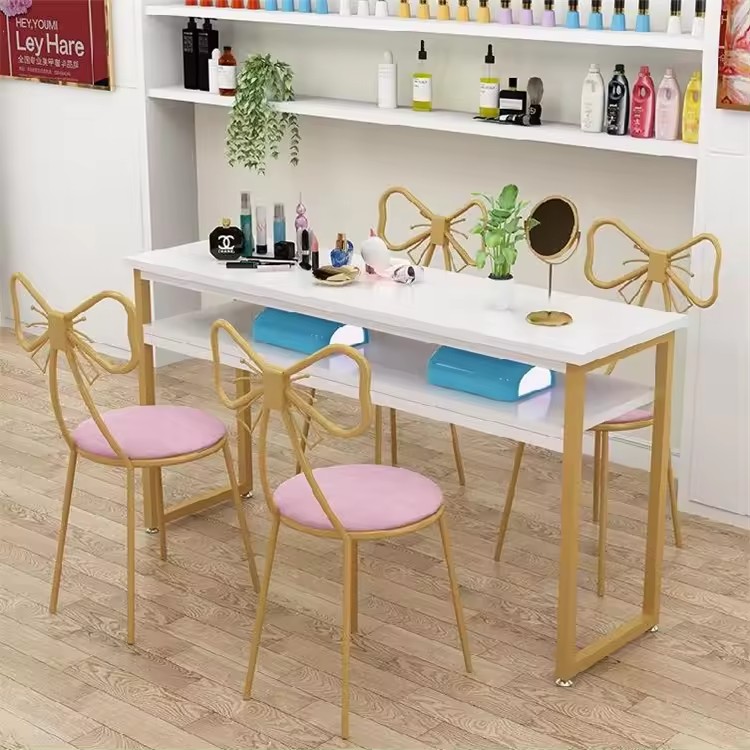 Modern Wooden Steel Manicure Table And Chairs Set Salon Nail Manicure Tables