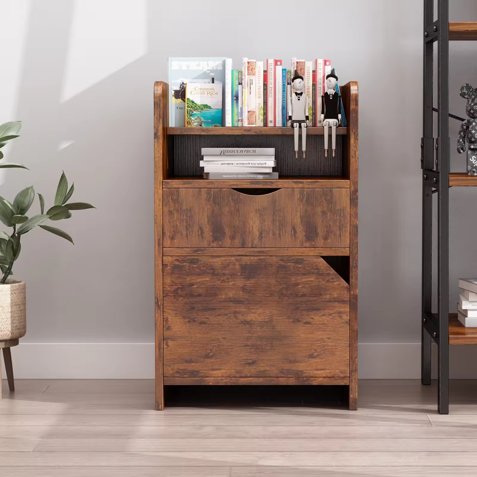 Modern Nightstand Antique Wooden Bedside Table Filing Storage Cabinet