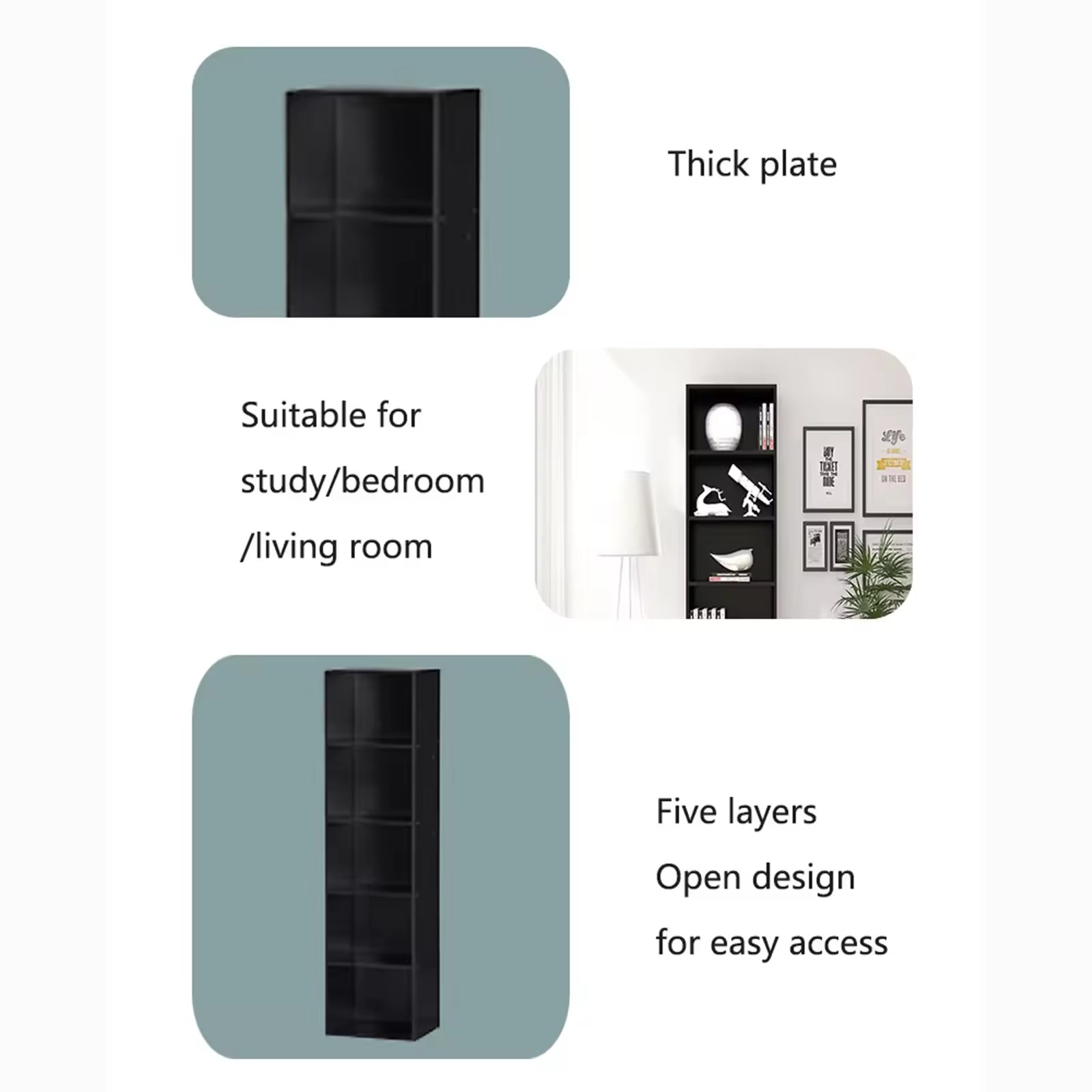 Home Office File Storage Shelf Wooden Tall Bookcase Media Cd Storage Filing Cabinet