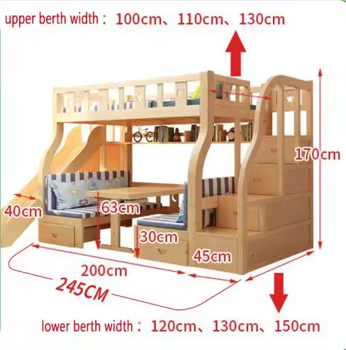 Factory Direct Wooden Furniture Double Bed Solid Wood Bunk Bed With Stairs/ladders For Adult/children