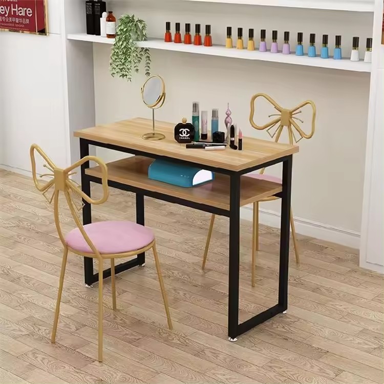 Modern Wooden Steel Manicure Table And Chairs Set Salon Nail Manicure Tables