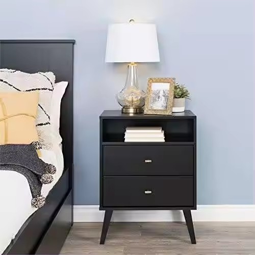 Classic Oak Nightstand 2 Drawers Bedside Table Storage Solution Timeless Design For Bedroom Elegance