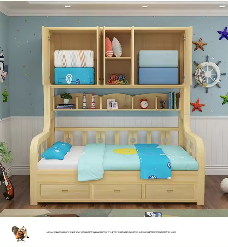 Kids Clothes Cabinet Bed Single Storage Bed Bookcase Beds With Cabinet