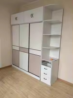 Sliding Door Wardrobe Home Bedroom Wooden Cabinet Solid Wood Sliding Door Coat Cupboard