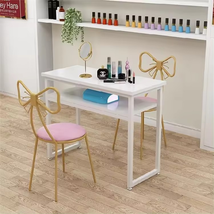 Modern Wooden Steel Manicure Table And Chairs Set Salon Nail Manicure Tables