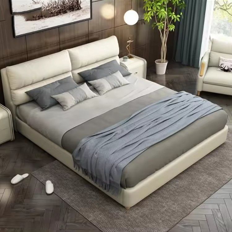 Nordic Solid Wood Bed Economy Simple Modern Double Bed