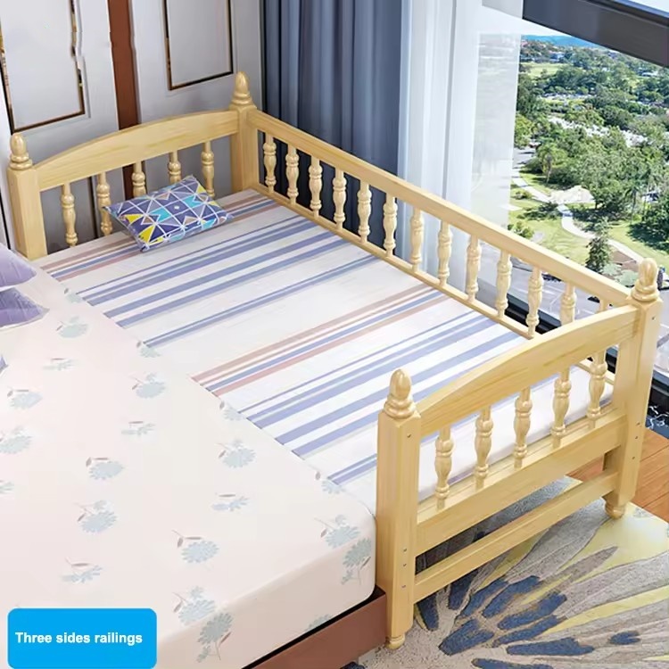 Children Bed With Guardrail Single Child Solid Wood Boy Small Bed Girl Princess Baby Bed