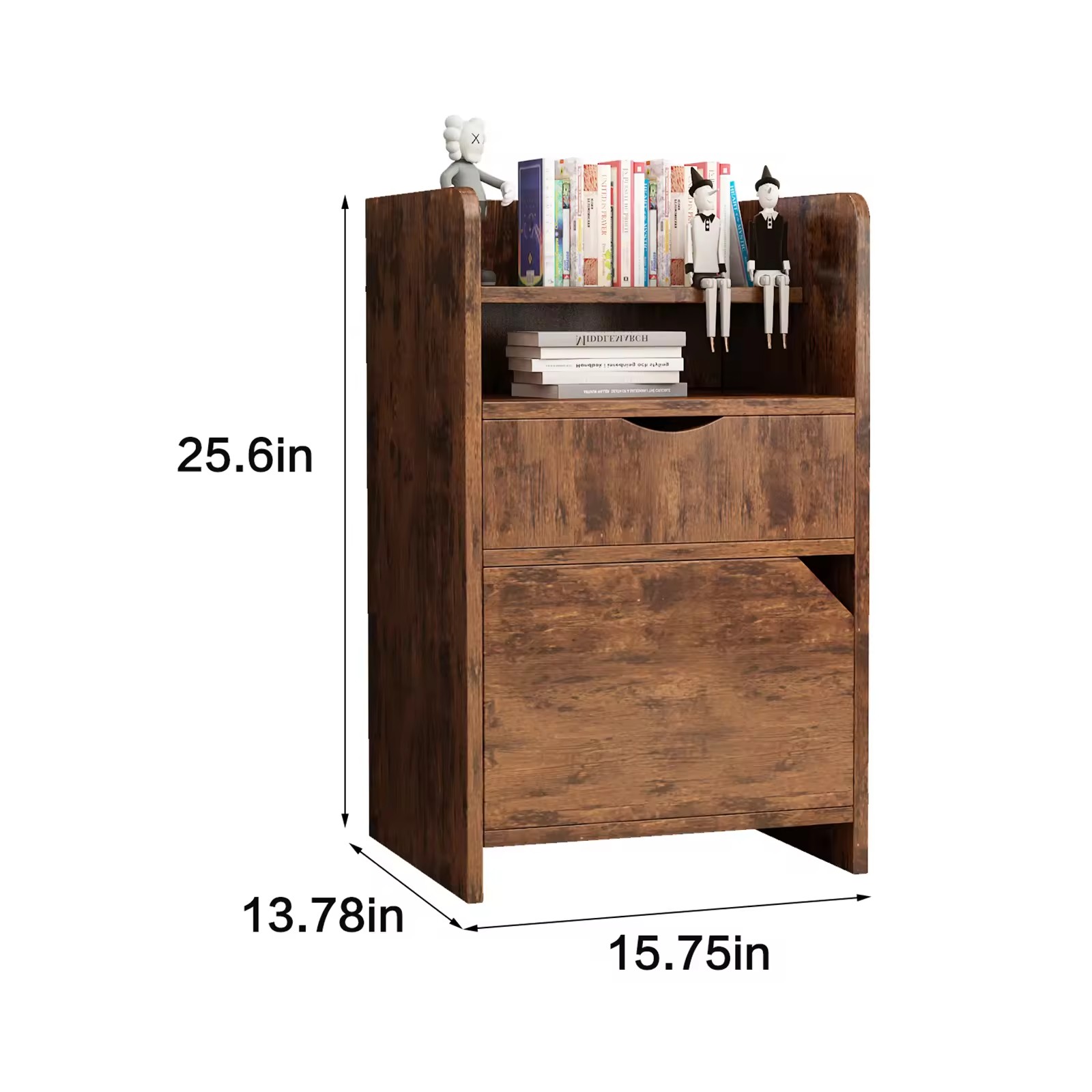 Modern Nightstand Antique Wooden Bedside Table Filing Storage Cabinet